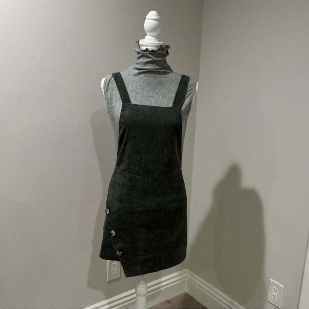 Woman’s gray mini corduroy dress